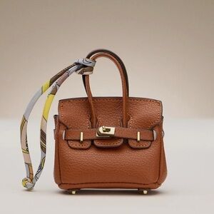 Micro Mini Leather Bag Bag Charm With Scarf - NEW